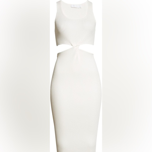 Jonathan Simkhai Colleen Ribbed Twist-Front Body-Con Midi Dress, Size M, NWT - Picture 3 of 5